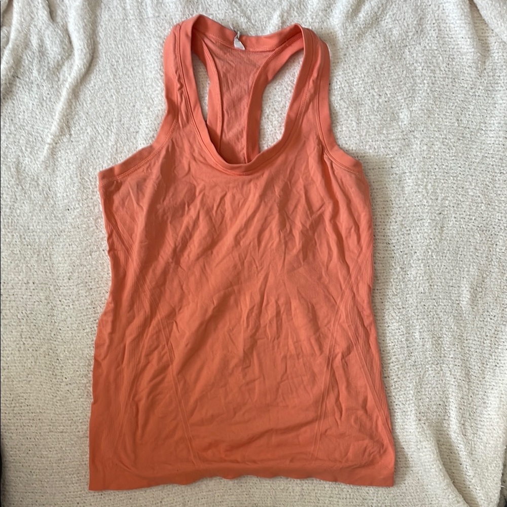 Fitted Orange Sleeveless Tank Top
